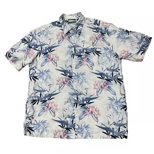 CUBAVERA Camicia Lino Uomo L Bianco Panna Floreale Acquaberry Preppy Beach Resort 46" - Foto 1 di 21