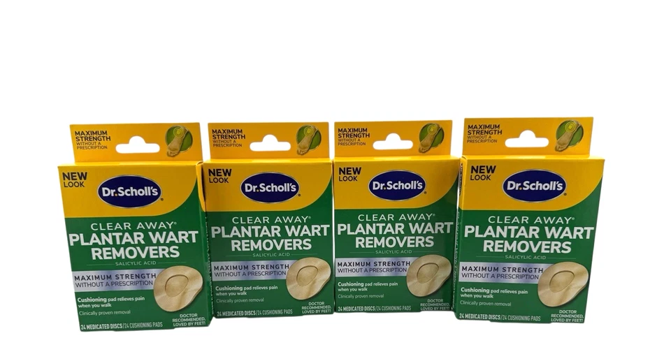 4x Dr. Scholl's Clear Away Plantar Wart Removers 24 Discs(Lot Of 4) Exp:03/2027 - Image 1 of 4