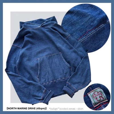 Sudadera con Capucha 45R 45rpm North Marine Drive Algodón Índigo Gran Tamaño Japón USO Foto 1 de 4