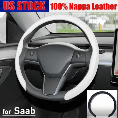 100% Nappa Leather Steering Wheel Cover For Saab Non-Slip Untra-Thin 15''/38cm - Image 1 of 4