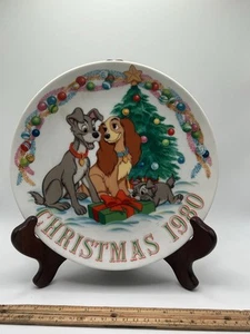 Plato Coleccionista Navidad Disney Vintage 1980 Dama y el Vagabundo Árbol del Escampeo - Imagen 1 de 2