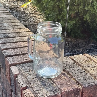 Taza tarro de albañil de vidrio transparente en relieve mariposa DOLLY PARTON 24 OZ NUEVO Foto 1 de 4