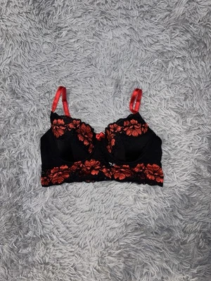 Sexy sujetador con aros de encaje floral rojo/negro Adore Me para mujer talla 34C Foto 1 de 3