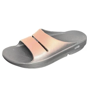 OOFOS Ooahh Slide Sandal Womens M7 W8 EU 40 Metallic Comfort Recovery Slip On - Picture 1 of 13