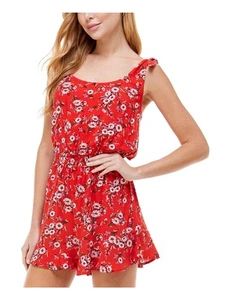 KINGSTON GREY Womens Red Tie Shoulder Sleeveless V Neck Romper XXS - Picture 1 of 2
