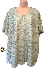 Blusa para mujer Catherines Plus 2X verde forrada entrepierna manga corta pulóver top - Imagen 1 de 9