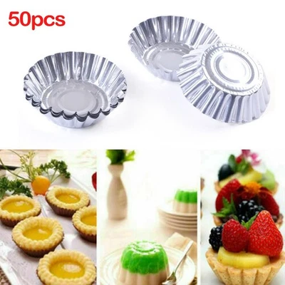 50 pezzi per torta all'uovo alluminio argento cupcake torta biscotto per / strum - Immagine 1 di 4