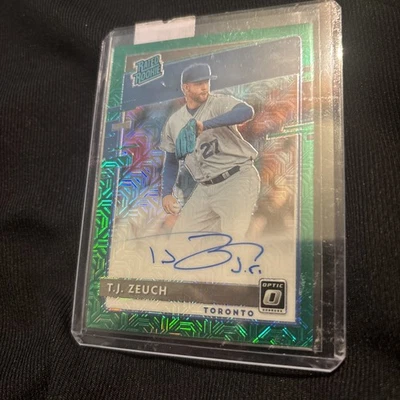 2020 Panini Donruss Optic - Rated Rookie  T.J. Zeuch Green Mojo Prizm /99 - Image 1 of 2