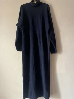 Vestido Suéter Largo de Lana Azul Marino Ellen Tracy M/L Foto 1 de 4