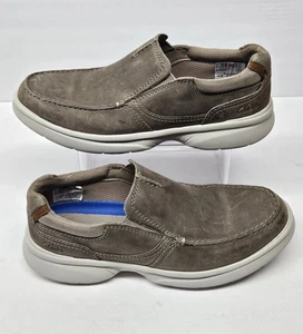 Clarks Bradley Free Herren Größe 9 M Stein Leder Slipper Komfort Halbschuhe Schuhe - Bild 1 von 10