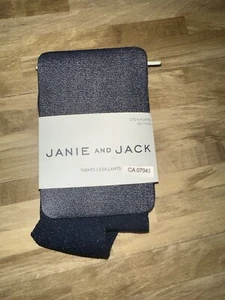 Janie & Jack Glitter Navy Tights Girls 0-6 Months NEW - Picture 1 of 4