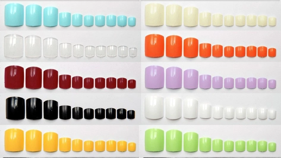 TOE NAILS False Fake Glue On 20 100 500 Natural Clear Coloured Toenails Tips Set - Image 1 of 2