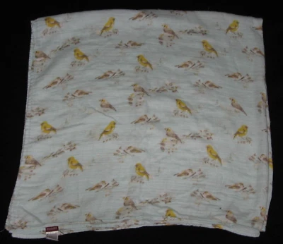 Milk Barn Baby Blanket Muslin Swaddle Bird Print Song Birds Single Layer - Image 1 of 4