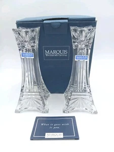 Marquis Waterford Crystal Candlesticks Odyssey 1 Pair 7" Germany - Picture 1 of 10