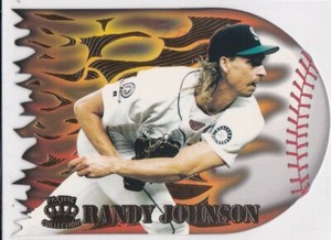 RANDY JOHNSON 1996 Pacific Prisms RARE DIE-CUT FLAME THROWERS $$ Baseball Card