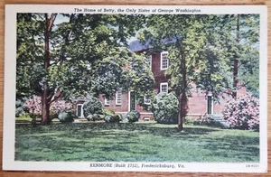Hogar de la hermana de G Washington Kenmore Fredericksburg VA postal años 40 Curteich - Imagen 1 de 1