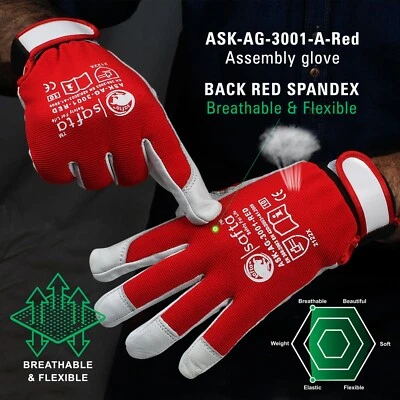 SAFTA Work Gloves Hand Protection Sheep Leather Duty Heavy Garden Mechanic Safety Work