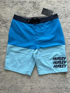 NWT HURLEY Boys Swim Trunks Swimsuit Blue Stripe Logo Beach Pool 16 / 28 - Picture 1 of 9