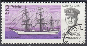 Polen gestempelt Schiff Boot Segelschiff Dreimaster Marine Militär Armee / 798 - Bild 1 von 1