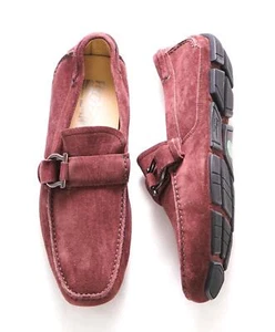 SALVATORE FERRAGAMO - "CABO" burgunderroter Wildleder-Gancini-Loafer - 8,5 EE - Bild 1 von 5