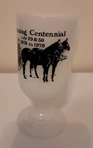 Vintage Henning Centennial 1978 Horse Drawn Carraige Milk Glass Coffee Mug - Picture 1 of 9