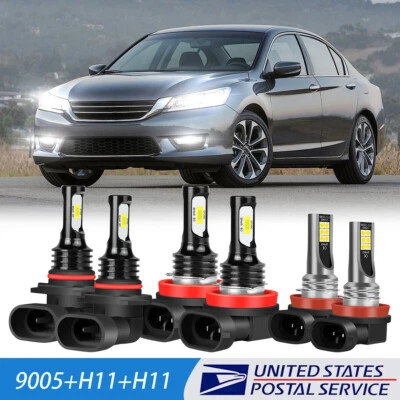 SHENKENUO For Honda Accord 2013 2014 2015 LED Headlight & Fog Light Bulbs Combo Kit 6000K