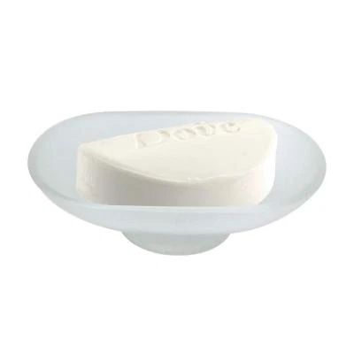 Piattino Ricambio Porta Sapone Ovale In Vetro Satinato 13cm Bagno Accessori dfh
