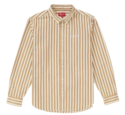 Camisa FW19 SUPREME DENIM A RAYAS CON BOTONES MARRÓN TOSTADO TALLA XL (Bin #2) Foto 1 de 2