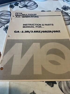 Multiquip Generator parts Service Repair Book Shop Manual GA-2.3R/3.6RZ/5RZ/6RZ - Image 1 of 4