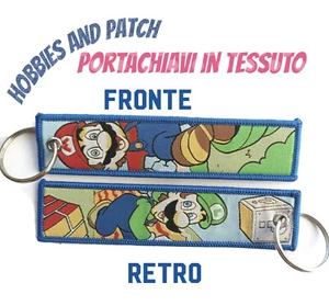 fabric keychain Super Mario Bros portachiavi tessuto con anello Luigi videogame - Foto 1 di 2