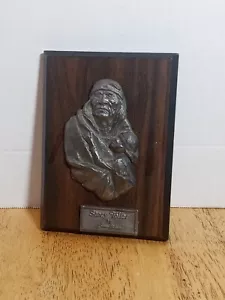 Vintage Leone Kuhne arte nativi americani - peltro su legno "Story Teller" raro - Foto 1 di 18