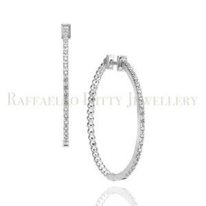 Solid 14k White Gold Essential Diamond Hoop Earring Minimalist Pave H/VS 0.20 Ct - Picture 1 of 11