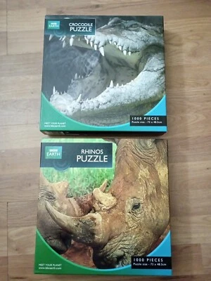 2 BBC Earth Jigsaw Puzzles & 10" Hippo Calf Hippopotamus Super Soft Plush VGC - Image 1 of 4