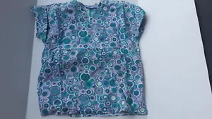 MHD Scrubs green, purple, white circle print scrubs top size M - Picture 1 of 2