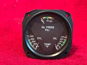 AIRCRAFT INST AND DEVELOPMENT 3 IN 1 INDICATOR P/N 18-1002-5 ENGINE GAGE - Picture 1 of 6