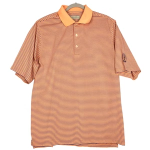 Donald Ross Polo Golf Shirt Herren L Kurzarm orange gestreift Country Club Logo - Bild 1 von 8