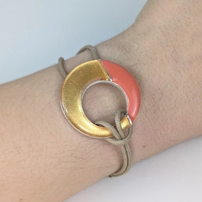 $195 SKALLI Paris Círculo Geométrico Pulsera Cordón Oro Coral Rosa Boho Foto 1 de 4