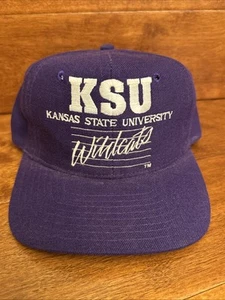 Vintage 90s Kansas State Wildcats Snapback Hat Purple Embroidered Adjustable Cap - Picture 1 of 17