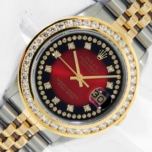 Rolex DateJust Red Diamond Watch Steel and 18 karat Gold Diamond Watch 3.10 ctw - Picture 1 of 11