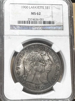 1900 $1 LAFAYETTE SILVER COMMEMORATIVE - PCGS MS-62 - Image 1 of 4