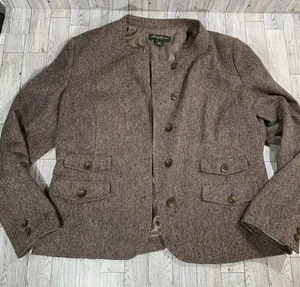 Eddie Bauer Women's Blazer Sz 16 Wool Blend Tweed Brown Work Casual Equestrian - Picture 1 of 13