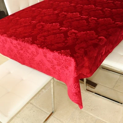 lovemyfabric Velvet Embossed Damask Tablecloth - Image 1 of 3