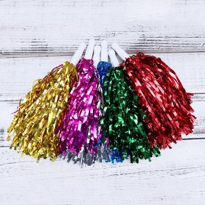  12pcs Straight Handle Cheering Poms Spirited Fun Cheerleading Kit Cheer Props - Image 1 of 4