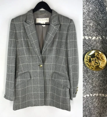 Blazer para mujer Escada Margaretha Ley botón dorado chaqueta de cachemir gris talla 36 Foto 1 de 4