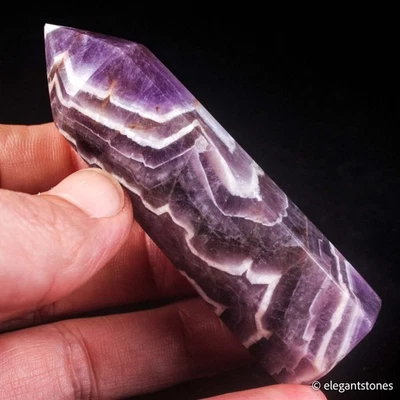 69g79mm Chevron Amethyst Point Natural Crystal Obelisk Tower Healing Gemstone - Image 1 of 4