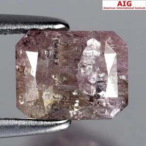 1.47 ct AIG Certified  Radiant Cut (7 x 5 mm) (Un-Heated) Purplish Pink Diamond - Picture 1 of 4