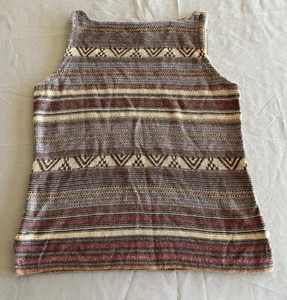 LRL Ralph Lauren L Linen Mix Tank Southwestern Western Striped Shirt Boho - Picture 1 of 7