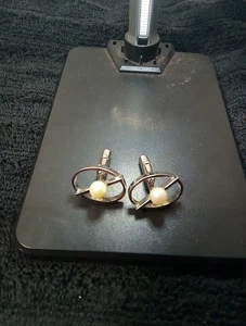 ANSON cufflinks vintage MOP On Top Of STERLING SILVER.  10.33 GRAMS - Picture 1 of 8