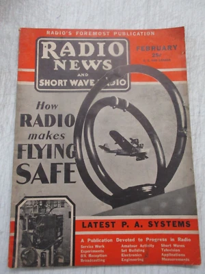 RADIO NEWS AND THE SHORT WAVE MAGAZINE FEB 1936 SAFE AVIATION FLYING VINTAGE ADS Foto 1 de 2