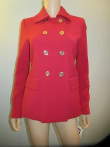 NWT Anne Klein Womens Coat Jacket Red w/ Gold Buttons 4 ~~BEAUTIFUL~~ - Picture 1 of 12